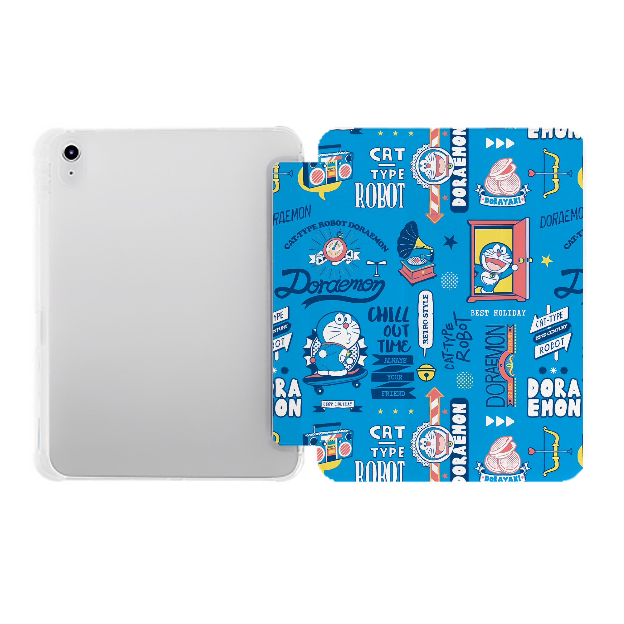 （画像用） ドラえもん Doraemon IPad ケース ペン収納付き 三つ折りスタンド PUレザー×シリコン 対応機種9.5/10.5/10.9インチ